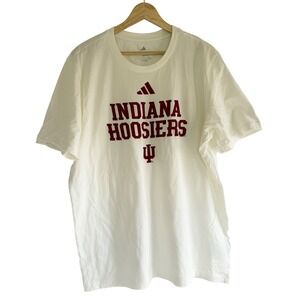 Adidas Indiana Hoosiers T-Shirt Mens Large White Graphic Tee II5377 NEW‎